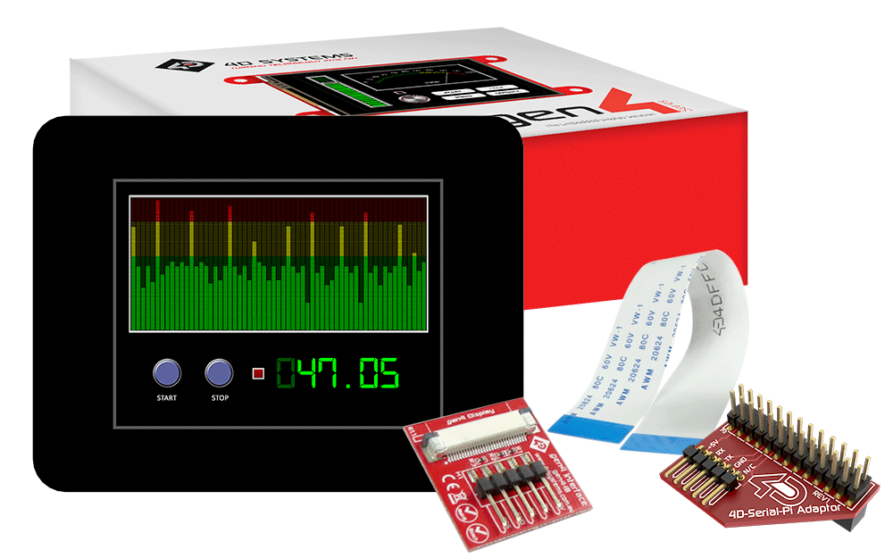 4D Systems-GEN4-ULCD-28D-CLB-PI TFT Modules 2.8" gen4 LCD pack for Raspberry Pi with gen4-uLCD-28D-CLB, 4D Serial Pi Adaptor + Cable