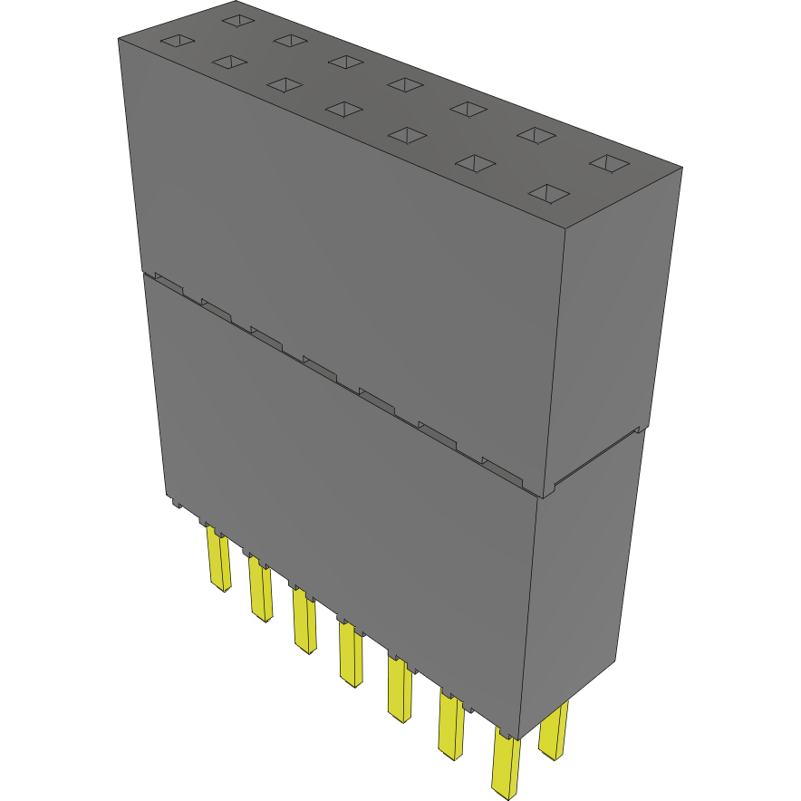 Samtec-ESW-107-44-G-D-LL Piastre connettori e prese PCB Conn Elevated Socket SKT 14 POS 2.54mm Solder ST Top Entry Thru-Hole Tube