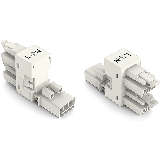 WAGO-890-684 Steckverbinder, Klemmenblöcke H-Distribution Connector, 3-Pole, Cod. A, 1 input, 2 outputs, outputs on one side, 2 Locking Levers