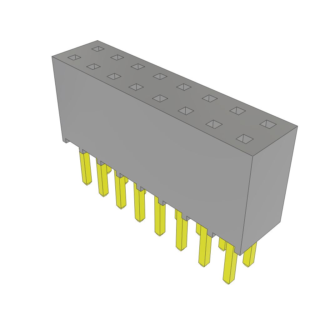 Samtec-SSQ-108-22-S-D 连接器插头及 PCB 插座 Conn Socket Strip SKT 16 POS 2.54mm Solder ST Top Entry Thru-Hole Bulk