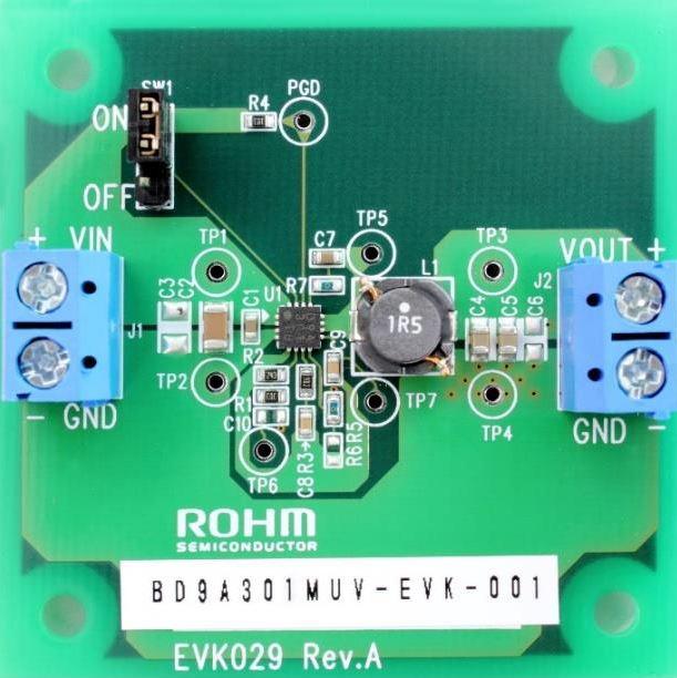 Rohm-BD9A301MUV-EVK-001 Kit e schede di sviluppo gestione della potenza BD9A301MUV-LB DC to DC Converter and Switching Regulator Chip 1.8V Output Evaluation Board