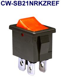 NKK Switches-CW-SB21NRKZREF Bascule de commutateur Switch Rocker ON OFF DPST Quick Connect Curved Rocker 9A 125VAC