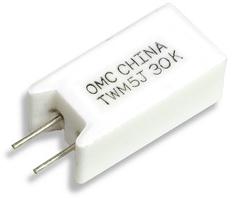 Ohmite-TWW5J20RE Resistor sujeto a orificio pasante simple Res Wirewound 20 Ohm 5% 5W ±400ppm/°C Ceramic RDL