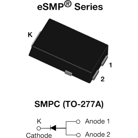 Vishay-V8PM10SHM3/I Rectifiers Diode Schottky 100V 8A 3-Pin(2+Tab) SMPC T/R Automotive AEC-Q101