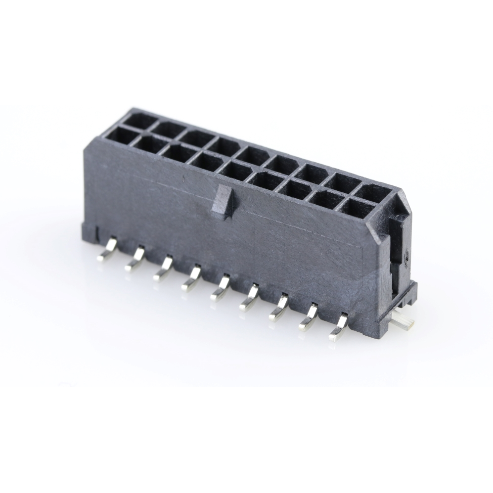 Molex-0430451818 连接器插头及 PCB 插座 Conn Wire to Board HDR 18 POS 3mm Solder ST Top Entry SMD Micro-Fit 3.0 T/R