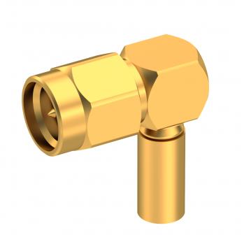 Radiall-R125176000 Raccordement FR Conn SMA 0Hz to 12.4GHz 50Ohm Crimp/Solder RA Cable Mount PL Gold Over Nickel