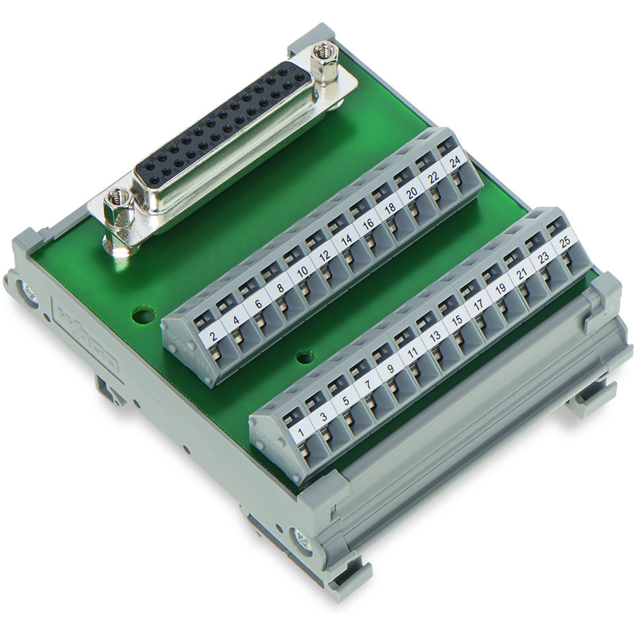 WAGO-289-550 专用接口 INTERFACE MODULE WITH SUB MINIATURE D-FEMALE CONNECTOR 9 POLE FOR DIN 35 RAIL CAGE CLAMP CONNECTION FOR MATING CONNECTORS WITH IDC