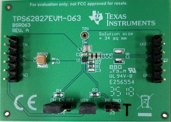 Texas Instruments-TPS62827EVM-063 Energiemanagement, Entwicklungsplatinen und -kits TPS62827 DC to DC Converter and Switching Regulator Chip 1.8V Output Evaluation Board