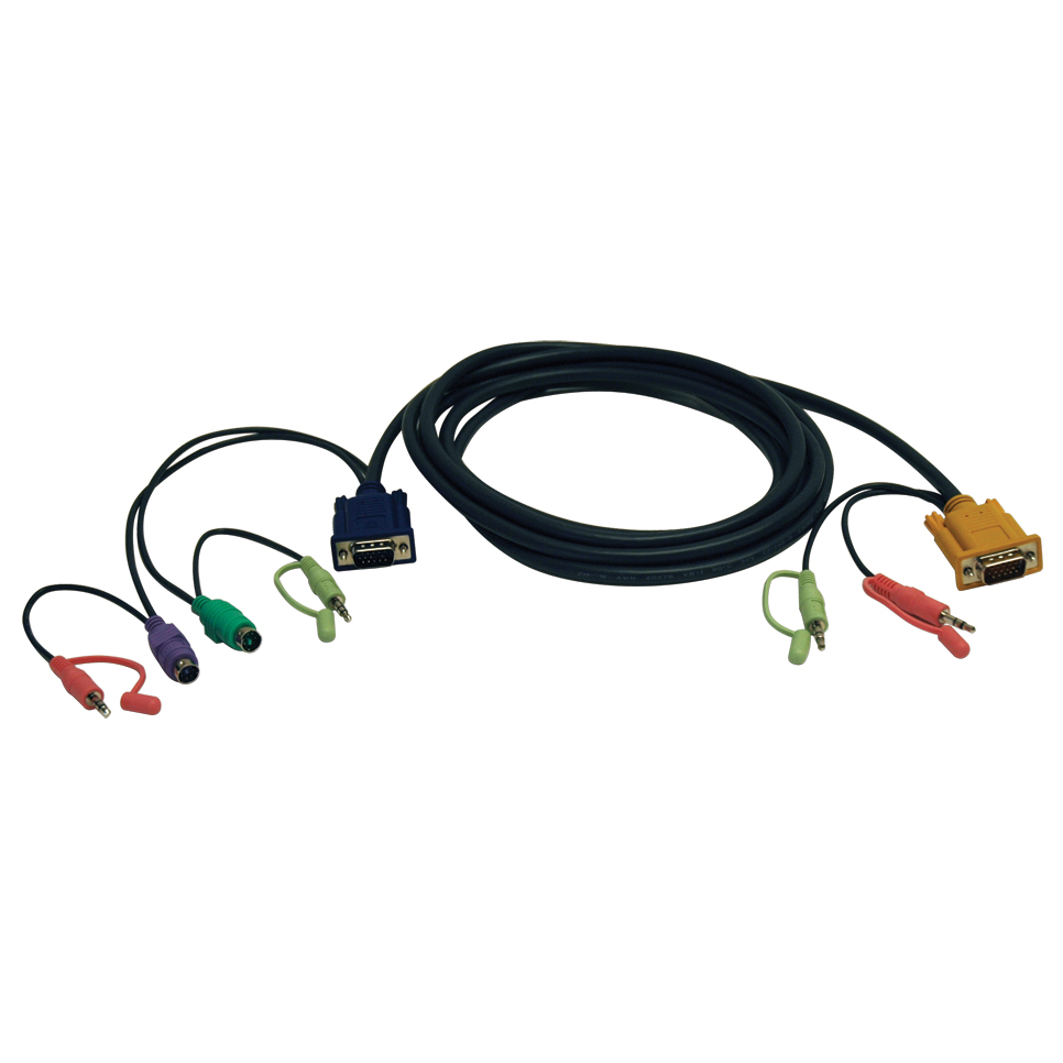 Eaton-P757-010  Cable Assembly KVM 3.05m HD15/3.5mm/3.5mm to HD15/3.5mm M-M