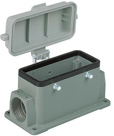 HARTING-09300101261 抽缩起动适配器 Surface Mount Housing 90° 10B Shell Size Powder Aluminum Die Cast Double Lock Han®