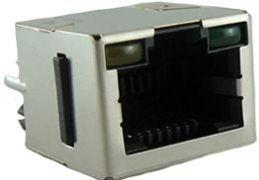 Amphenol Communications Solutions-RJHSE3384 Steckverbinder, Telefon und Telekommunikation Modular Jack - Verticals, Input Output Connectors 8P8C, Vertical, Shield, with LEDs
