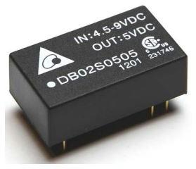 Delta Electronics-DB02S2405A Convertitore da DC a DC e modulo di regolazione della commutazione Module DC-DC 24VIN 1-OUT 5V 0.4A 2W 6-Pin PDIP