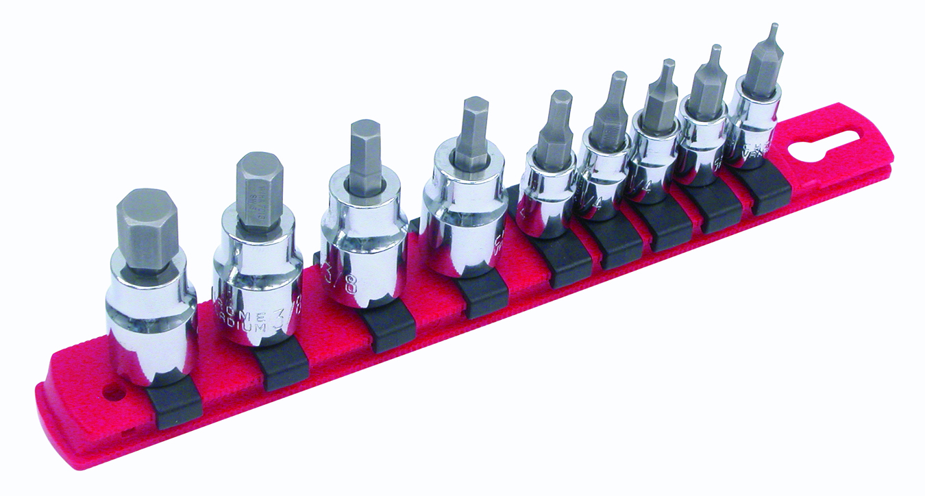 Wiha Tools USA-71996 Tools Other Tools and Accessories, Hex Metric Socket Set 9 Piece Set with 1/4in Replaceable Hex Bits. 1/4in Square Drive 1.5-4.0 3/8in Square Drive 5.0-10.0mm On Rail