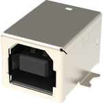 Amphenol Communications Solutions-GSB24121REU Connector USB USB 2.0, Type B, Receptacle, Right Angle SMT, 4 Pins, Shell with Nickel Plating, 30uin Gold, Black High Temperature Housing, Tape and Reel Packaging