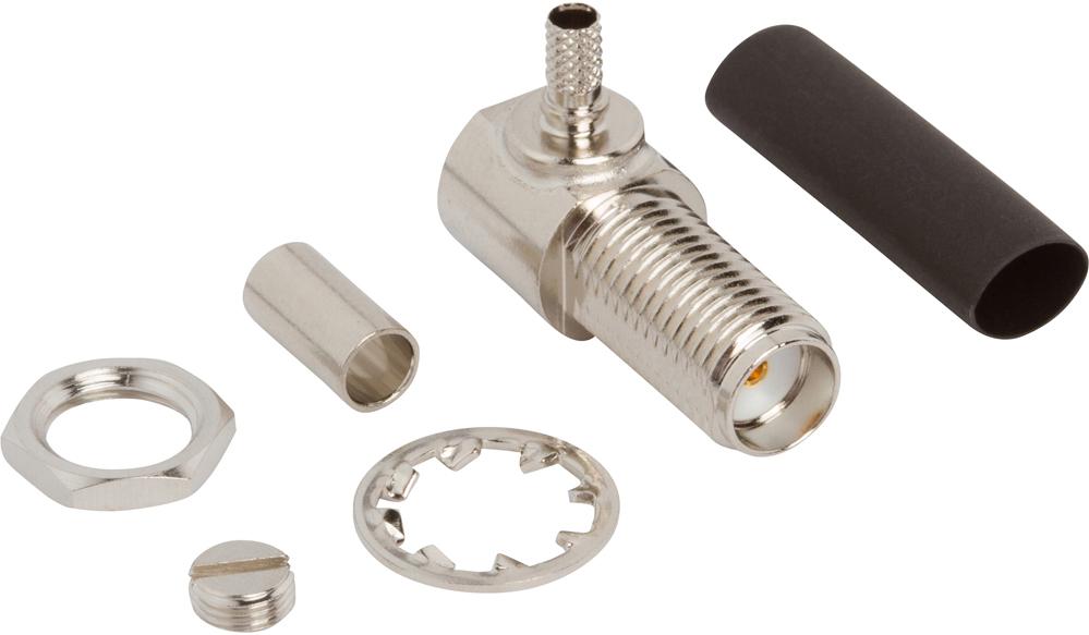 Amphenol RF-901-10608 RF-Steckverbinder Conn SMA 0Hz to 12.4GHz 50Ohm Crimp RA Panel Mount RCP Gold Bag