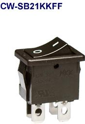 NKK Switches-CW-SB21KKFF Bascule de commutateur Switch Rocker ON None OFF DPST Quick Connect Curved Rocker 6A 250VAC 30000Cycles