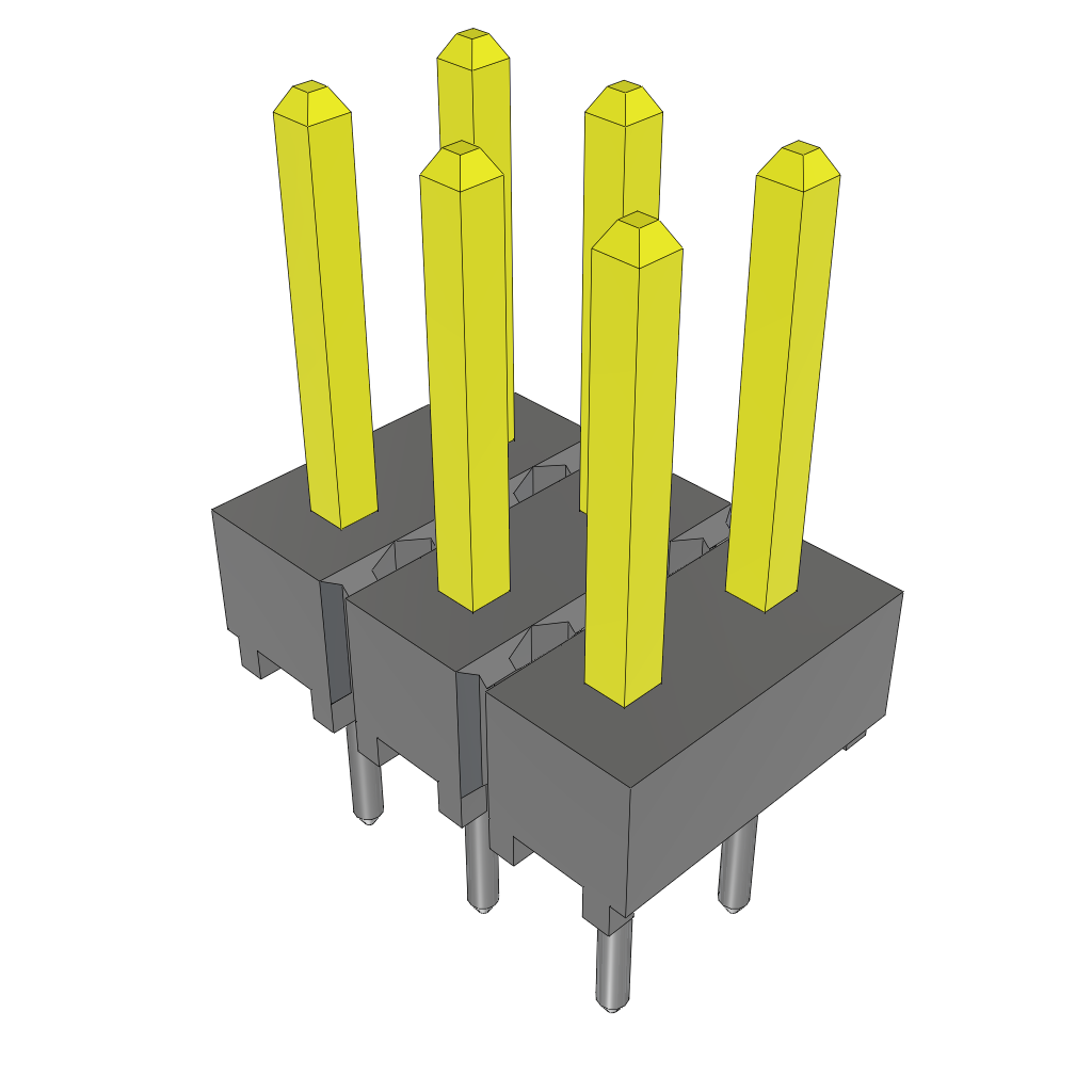 Samtec-HTSW-103-26-L-D 连接器插头及 PCB 插座 Conn Unshrouded Header HDR 6 POS 2.54mm Solder ST Top Entry Thru-Hole Bulk