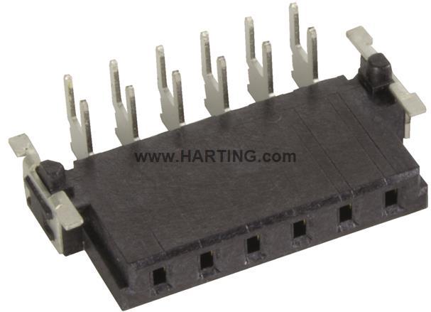 HARTING-15650062701000 连接器插头及 PCB 插座 Conn Socket Strip F 6Power POS 2.54mm Solder RA Thru-Hole Reel