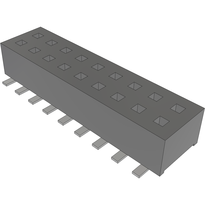 Samtec-CLP-109-02-L-D 连接器插头及 PCB 插座 Conn Socket Strip SKT 18 POS 1.27mm Solder ST Top Entry SMD TIGER CLAW™ Tube