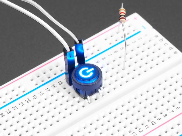 Adafruit Industries-3105 Interruttore a pressione Mini Illuminated Momentary Pushbutton-Blue Power Symbol