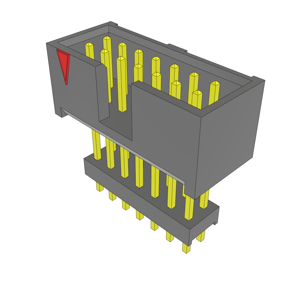 Samtec-ZSS-107-03-S-D-715 Cabezales del conector y receptáculos PCB Conn Elevated Shrouded Header HDR 14 POS 2.54mm Solder ST Top Entry Thru-Hole Layer