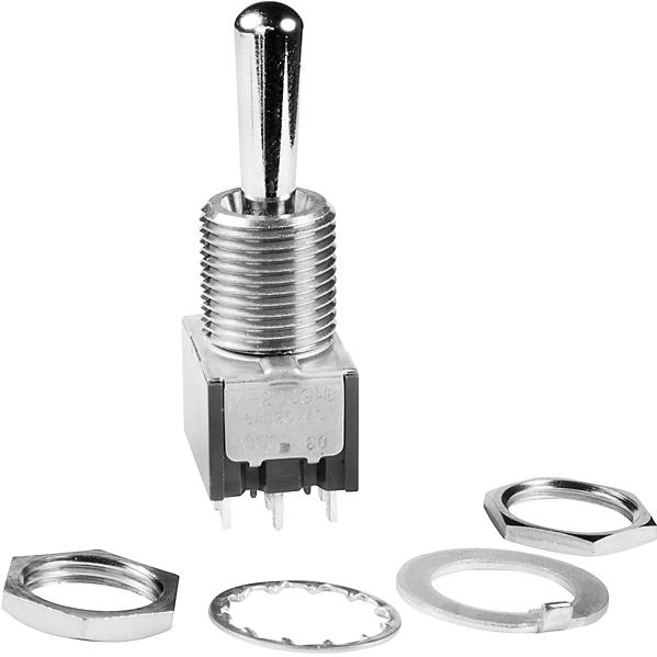 NKK Switches-M2039B2B1W01 Switch Toggle Switch Toggle ON OFF (ON) 3PDT Large Bat Lever Solder Lug 6A 250VAC 30VDC Panel Mount with Threads