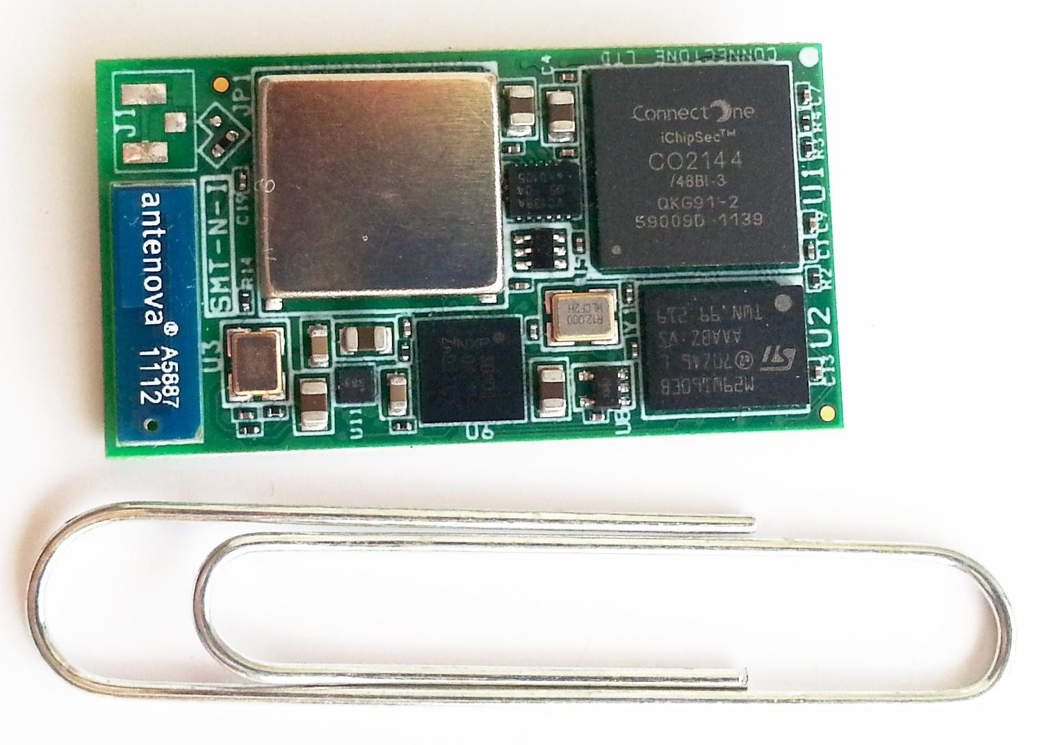 Connect One Semiconductors-IW-SM2144SMT-N-EX-I  Module 802.11b/g/n 2.462GHz 12Kbps 44-Pin SMD Module