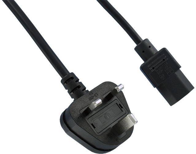 Qualtek Electronics-370001-E01 Cable Assembly AC Power Cable Assembly 2.5m BS 1363/A to C13 3 to 3 POS F-M 18AWG