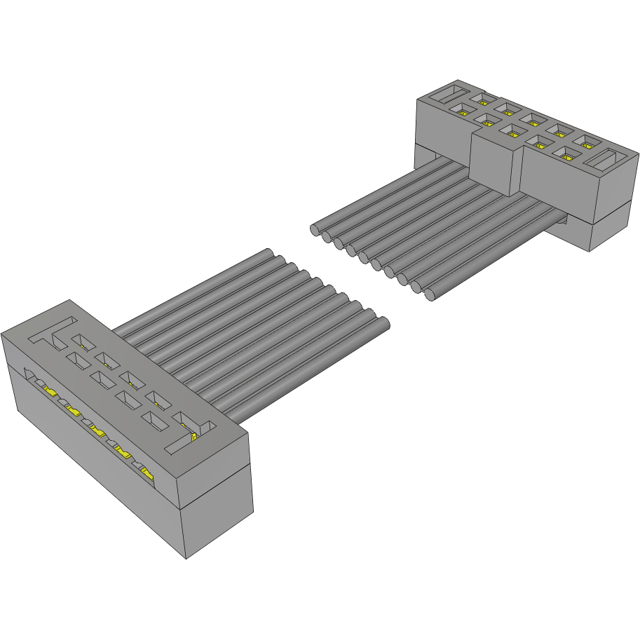 Samtec-TCSD-05-D-02.00-01-F-N-R Assemblage de câble plat/ruban Cable Assembly 0.05m 28AWG 1mm 10 to 10 POS IDC Connector to IDC Connector F-F TIGER EYE™ Bulk