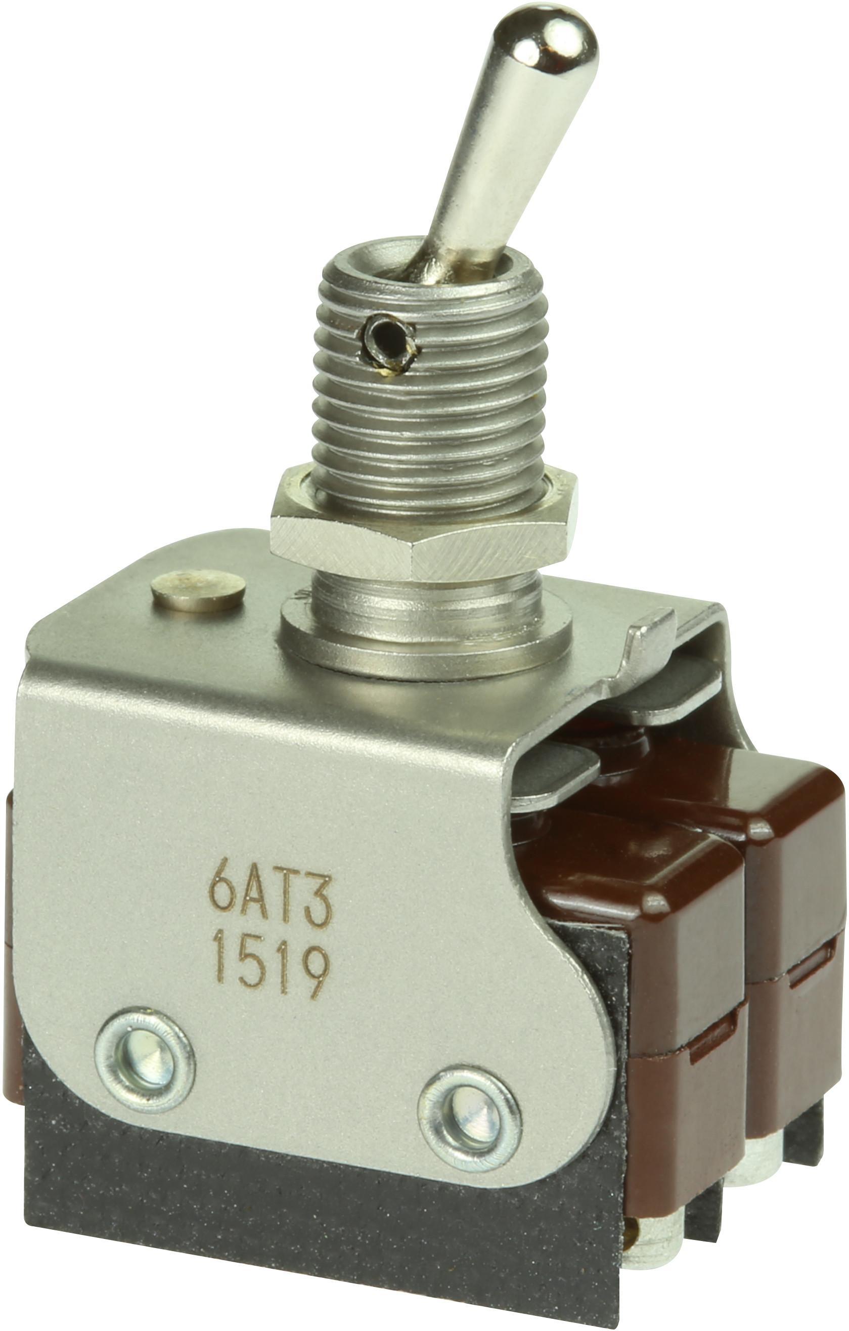 Honeywell-6AT3 Switch Toggle Switch Toggle N.O./N.C. DPDT Round Lever Solder Lug 5A 250VAC 30VDC Panel Mount with Threads