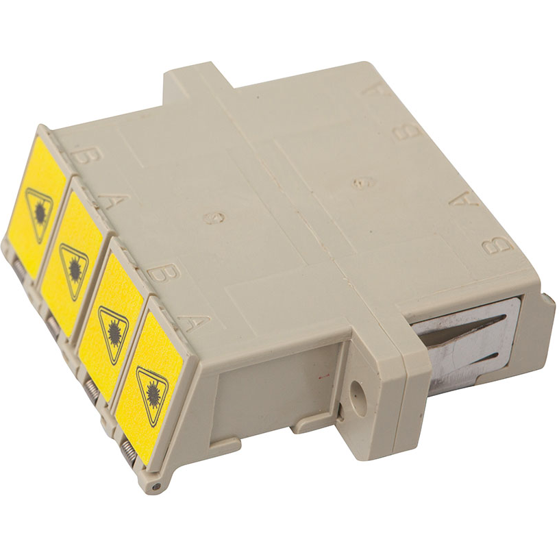 Molex-1061231200 Conector de fibra óptica LC Adapter, Quad, Multimode, Beige Body, Phosphor Bronze Alignment Sleeve, Screw Mount Style, LC Footprint, One Side Shutter