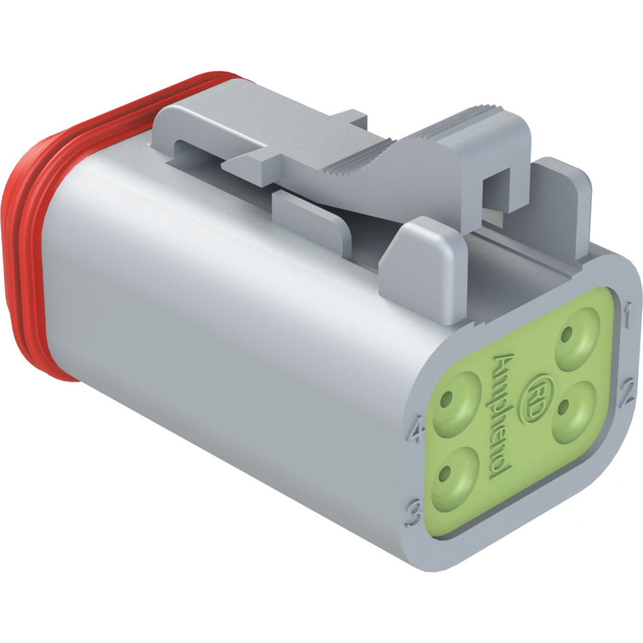 Amphenol-AT06-4S-RD01 Connector Discrete Wire Housing Conn Housing M 4 POS Crimp ST Cable Mount Gray