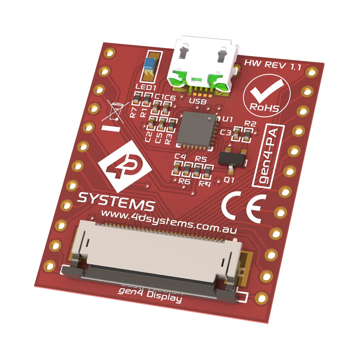 4D Systems-GEN4-PA 专用接口 Programming Adaptor for gen4 Intelligent Display modules for connecting module to a computer using a microUSB Cable