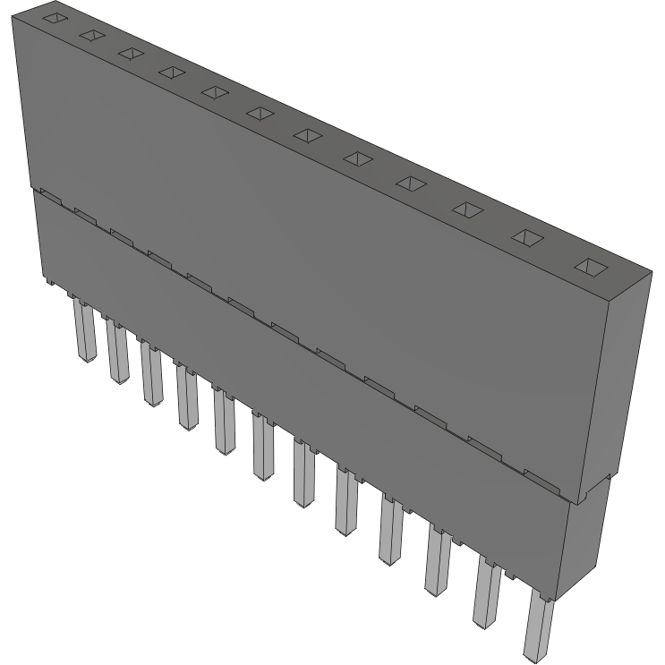 Samtec-ESQ-112-23-L-S Steckverbinderleisten und Leiterplattenbuchsen Conn Elevated Socket SKT 12 POS 2.54mm Solder ST Top Entry Thru-Hole Tube