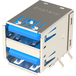 Amphenol Communications Solutions-GSB311214HR Connector USB Conn USB 3.0 Type A RCP 18 POS 2.5mm/2mm Solder RA Thru-Hole 18 Terminal 2 Port Tray