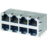 Conn Modular Jack RCP 64 POS 1.02mm Solder RA Thru-Hole 112 Terminal 8 Port Cat 5/Cat 5e Tray