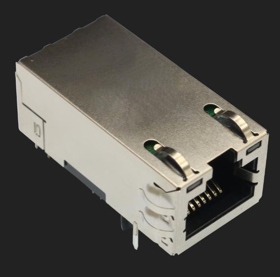 Bel Fuse-2250508-1 Steckverbinder, Telefon und Telekommunikation Conn RJ-45 F 8 POS 1.27mm Solder RA Thru-Hole 16 Terminal 1 Port