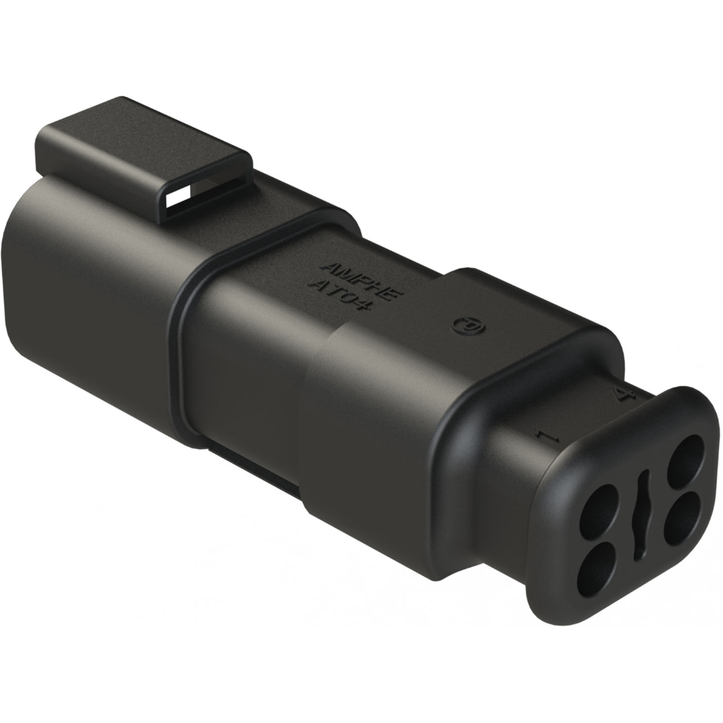 Amphenol-AT04-4P-SR01BLK Einzeladersteckverbinder, Gehäuse Conn Housing RCP 4 POS Crimp ST Cable Mount Black