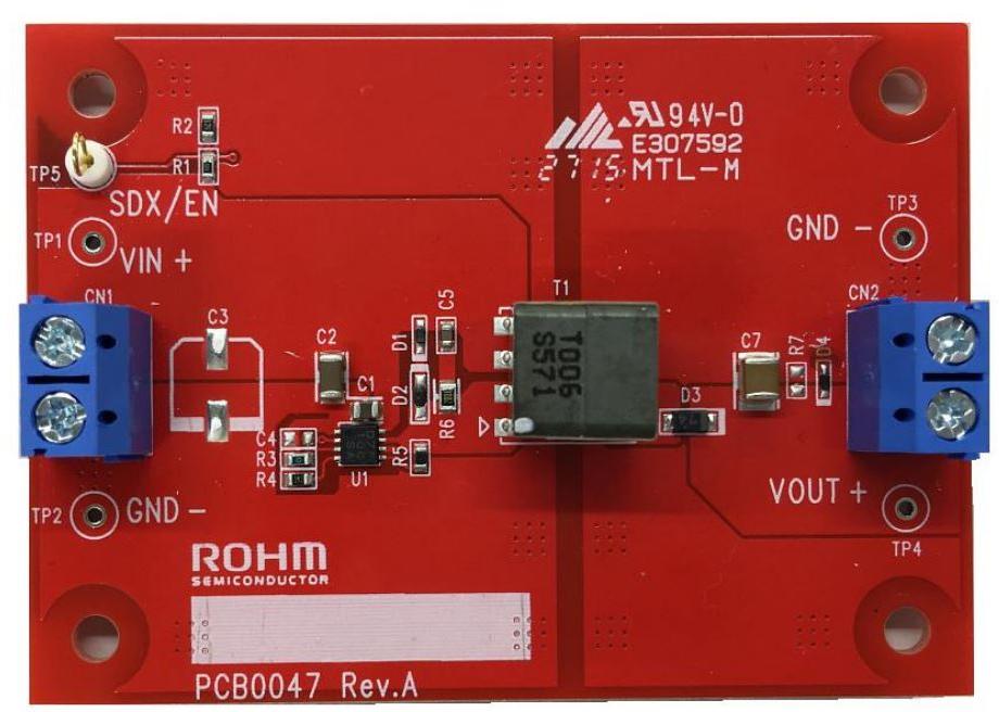 ROHM Semiconductor-BD7F100HFN-EVK-001 Power Management Development Boards and Kits BD7F100HFN DC to DC Converter and Switching Regulator Chip 5V Output Evaluation Board