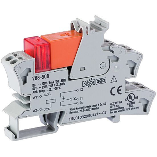 WAGO-788-508 Power Relays Power Relay 230VAC SPDT(86x15x54)mm DIN Rail