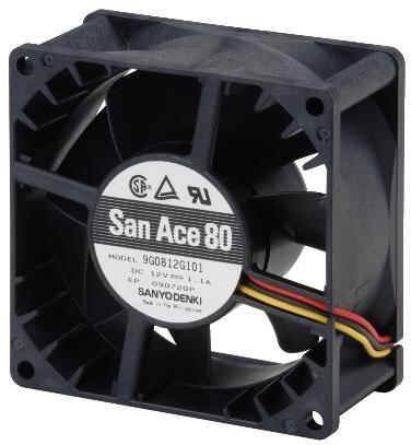SANYO DENKI-9G0824G1D01 Blowers and Fans DC Fan Axial Ball Bearing 24V 20.4V to 27.6V 51dB 80 X 80 X 38mm Sensor