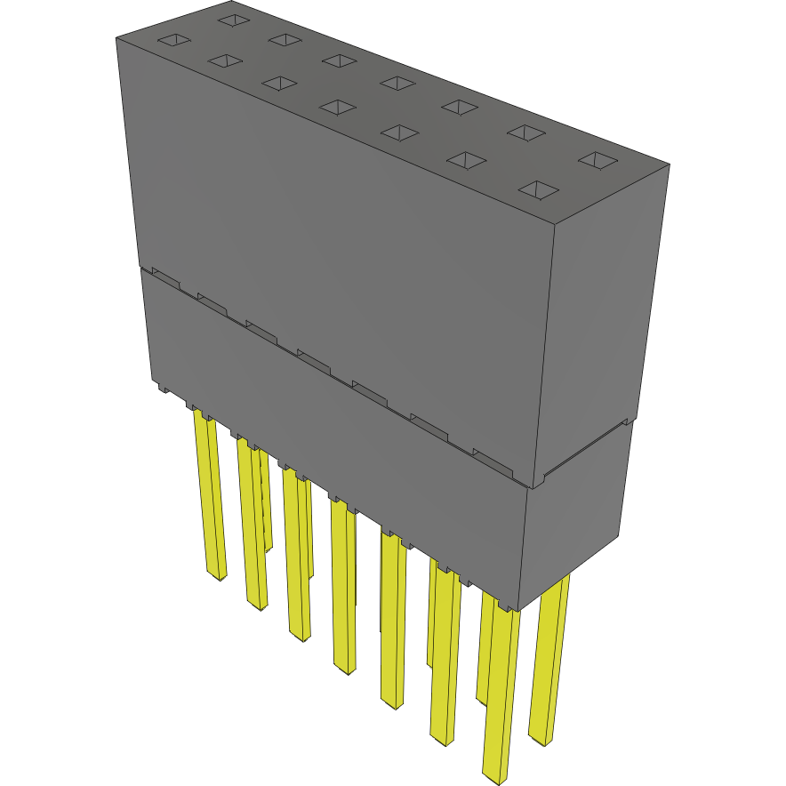 Samtec-ESW-107-49-G-D Embases de raccordement et réceptacles PCB Conn Elevated Socket SKT 14 POS 2.54mm Solder ST Top Entry Thru-Hole Tube