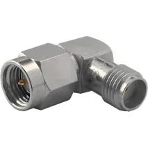 HUBER+SUHNER-22642655 RF-Steckverbinder Conn SMA Adapter 0Hz to 18GHz 50Ohm RA PL/F Gold Over Nickel Single