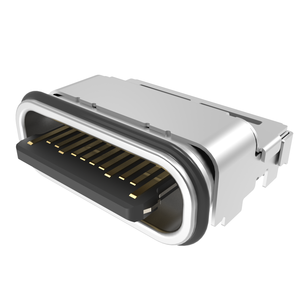 Amphenol Communications Solutions-124019362112A Connector USB Conn USB Type C RCP 24 POS Solder RA SMD 24 Terminal 1 Port Automotive T/R