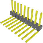 Conn Unshrouded Header HDR 9 POS 2.54mm Solder RA Side Entry Thru-Hole Bulk