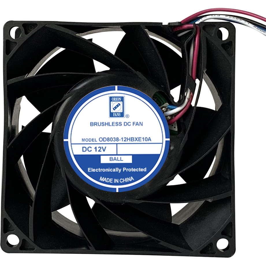 ORION FANS-OD8038-12HBXE10A Gebläse und Lüfter DC Fan Axial Ball Bearing 12V 11V to 13.8V 132CFM 73dB 80 X 80 X 38mm Tachometer