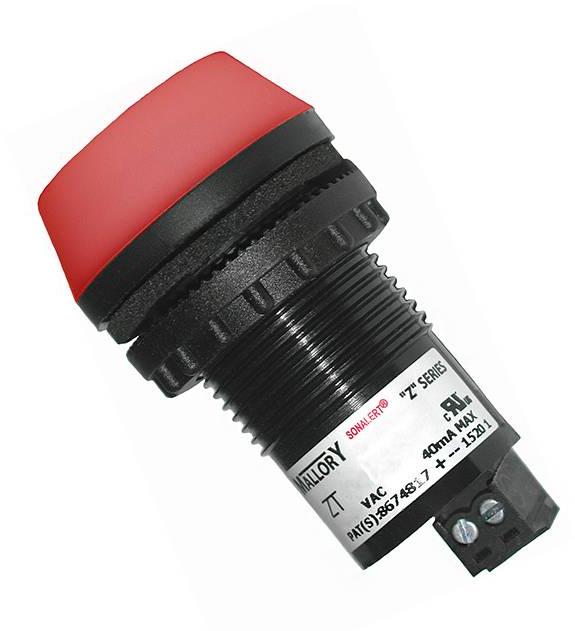 Mallory Sonalert Products-ZT028LACTR15 Audio Indicators and Alerts Audio Indicator Piezo 20VDC/20VAC 28VDC/28VAC 40mA 85dBA 3200Hz to 4200Hz Panel Mount Quick Connect Bulk