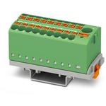 Conn Distribution Terminal Block 19 POS Spring Clamp DIN Rail/Panel Mount 24A