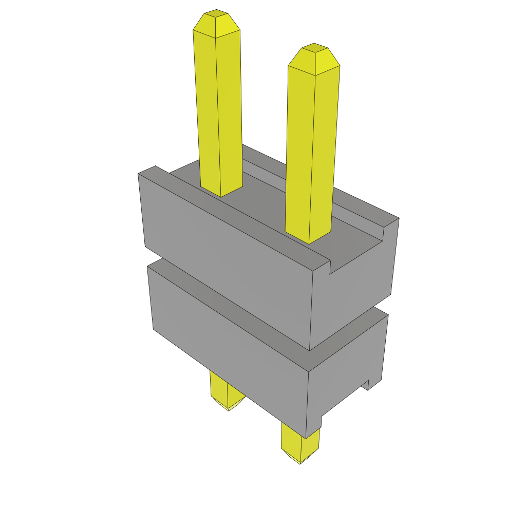 Samtec-TW-02-01-L-S-135-080 Connector Headers and PCB Receptacles Conn Board Stacker HDR 2 POS 2mm Solder ST Top Entry Thru-Hole Bulk