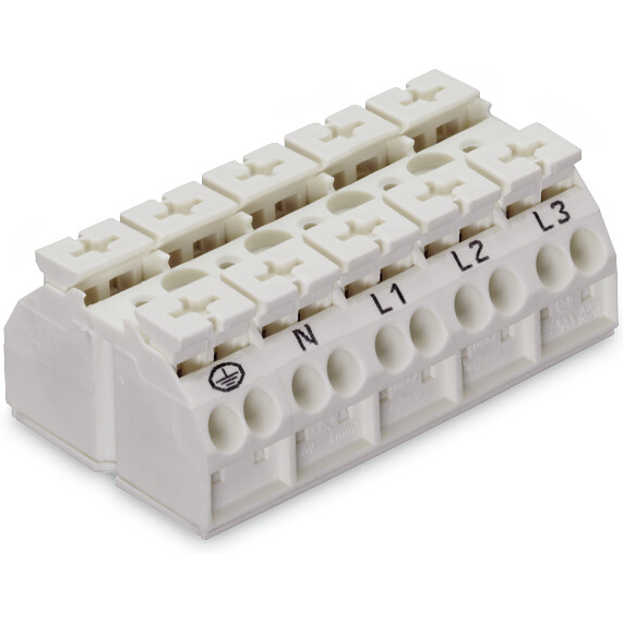 WAGO-862-1625 Connector Terminal Blocks 4-Conductor Chassis-mount Terminal Strip, 1 snap-in foot at pos. 2+4